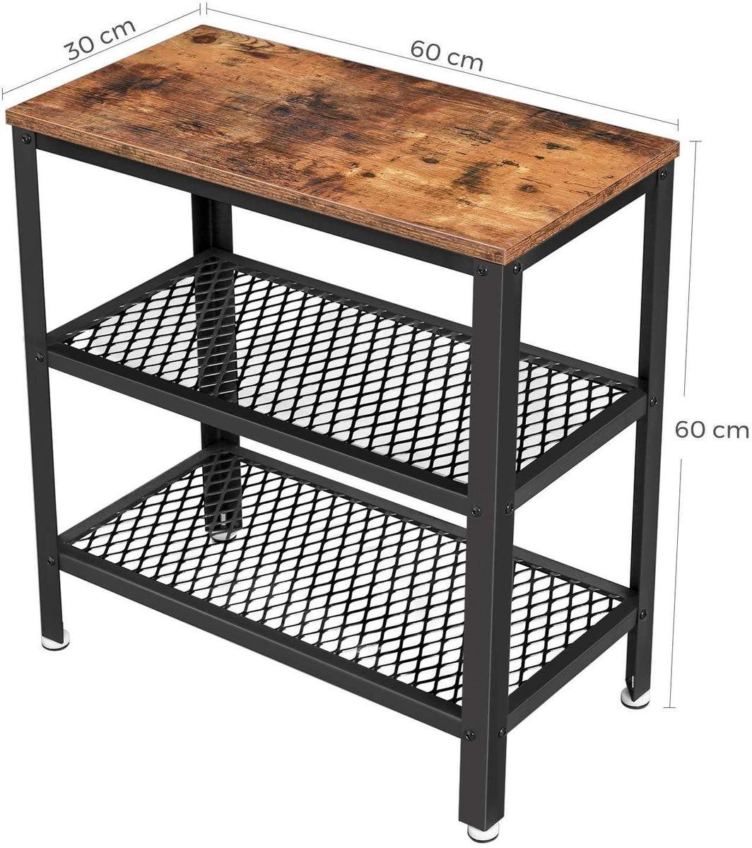 O'DADDYÂ® Wandtisch - Beistelltisch Industrial - mit 2 Netzablagen - Beistelltisch 60x30x60 cm - Flurtisch - Farbe braun