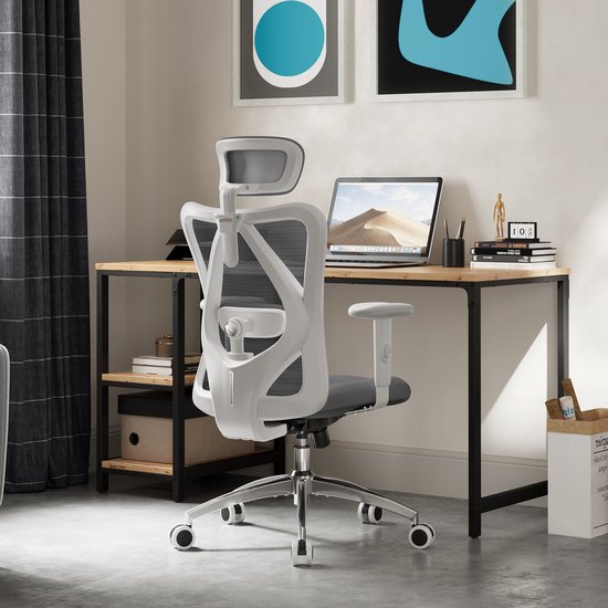 SIHOO M18 Ergonomischer Bürostuhl – Atmungsaktives Mesh-Design – Verstellbare Kopf- und Lendenstütze – Grau