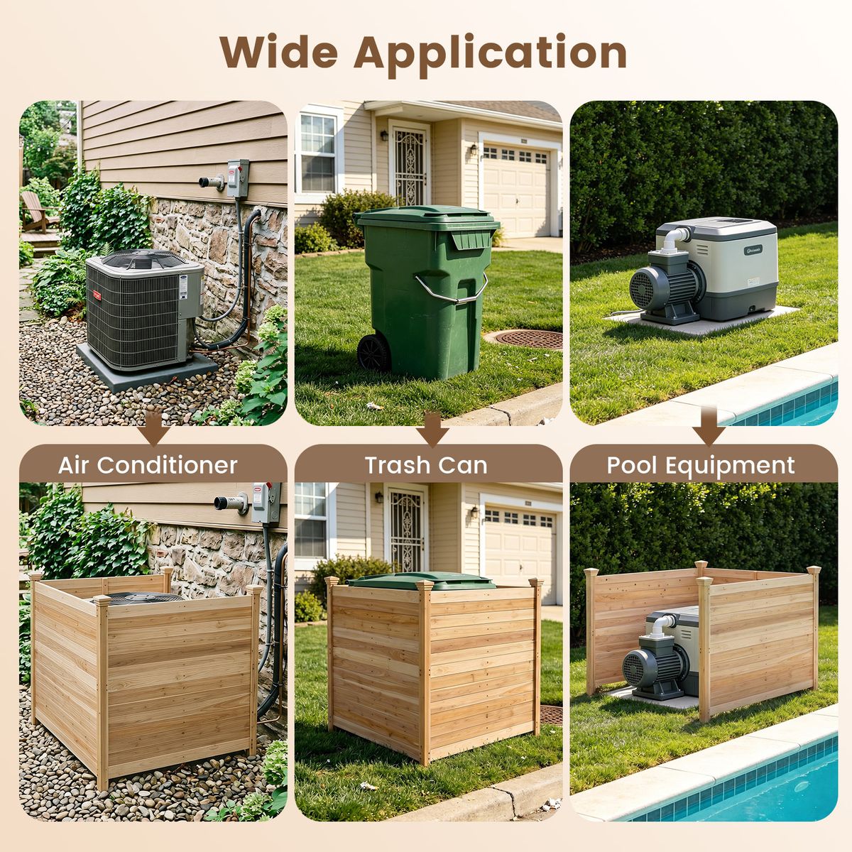 Coast Gartenzaun Sichtschutz – 3-teilig – Kiefernholz – Natur – 119 x 119 x 115,5 cm