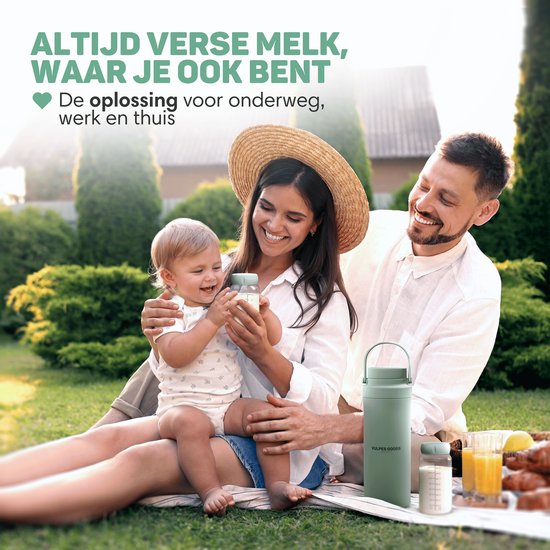 Vulpes Goods® BabyCare - Milchkühler für unterwegs - Tragbarer Muttermilchkühler - Edelstahlflasche 750ml + 2x 300ml BPA-freie Flaschen - Bis zu 24h Kühlung - Tragbarer Muttermilchkühler - Ohne Strom oder Eis - Kompakt & auslaufsicher