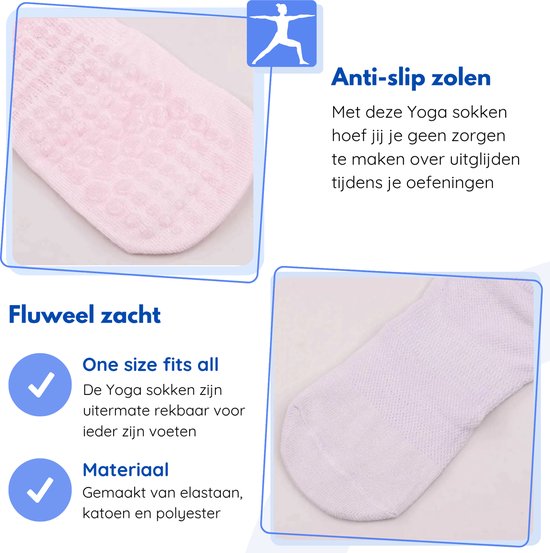 Hilvard Yoga Socken - Pilates Socken - Knöchelsocken - 3 Paar - Hell Orange - Anti-Rutsch Socken - Einheitsgröße