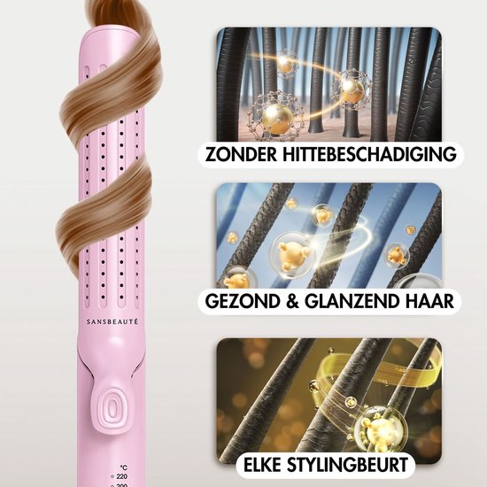 Sansbeauté® 2 in 1 Airflow Glätteisen - Lockenstab - Glätteisen - Haarglätter - Schnelles Aufwärmen - 140℃ bis 220℃ - Glätten & Locken - ION-Technologie