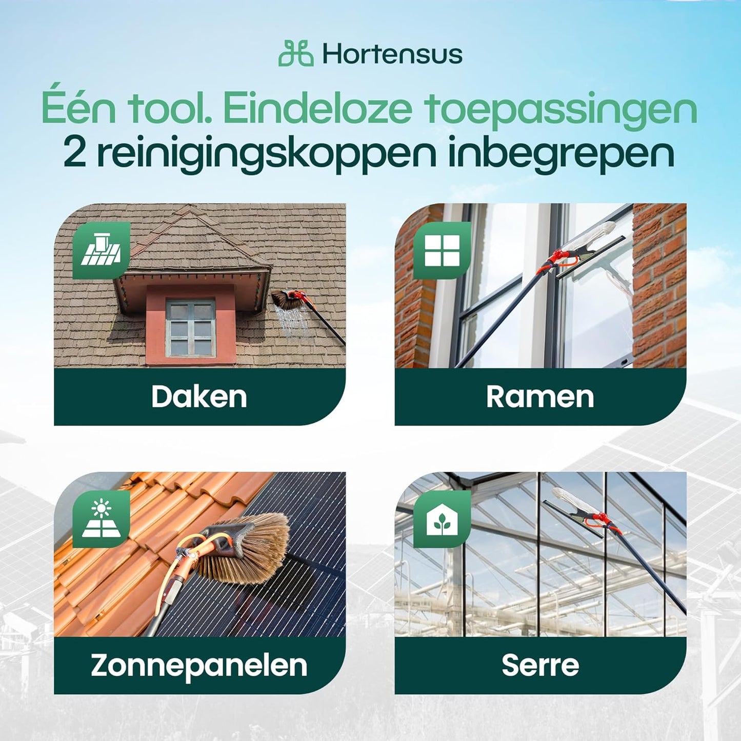 Hortensus Teleskop-Waschbürste - Mit Wasseranschluss und Seifenspender - 6,5 m lang