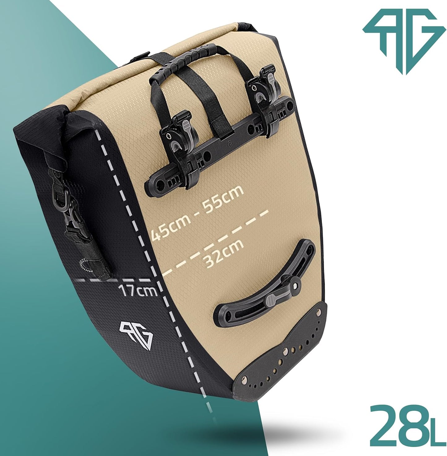 RADGEIST Fahrradtasche für Fahrradträger Set - 2X Tasche für Fahrradträger - Gepäcktasche wasserdicht & Umhängetasche - Fahrradtasche mit Reflektoren