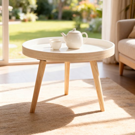 Arti Casa Runder Beistelltisch Ø 40 x 36 cm – Moderner runder Couchtisch – Beistelltisch oder Nachttisch – Kompakter Tisch für Wohnzimmer oder Schlafzimmer – Holz