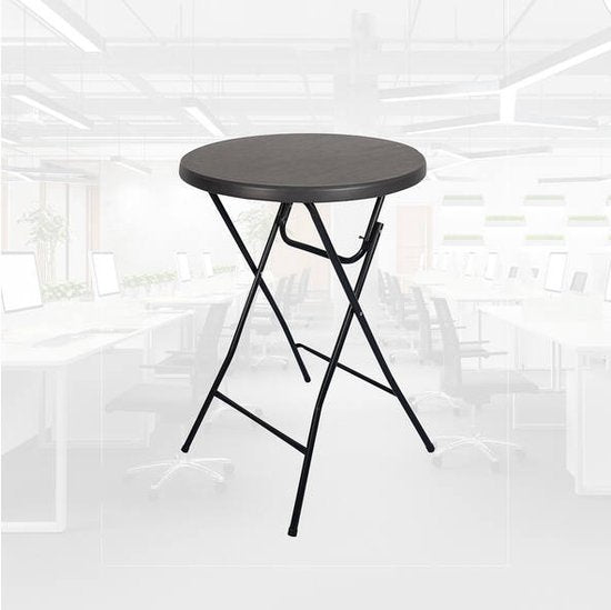 BRASQ Bartisch Schwarz ø80 x 110 cm - Stehtisch - Klapptisch - klappbar aus Kunststoff und Metall für den Innen- und Außenbereich