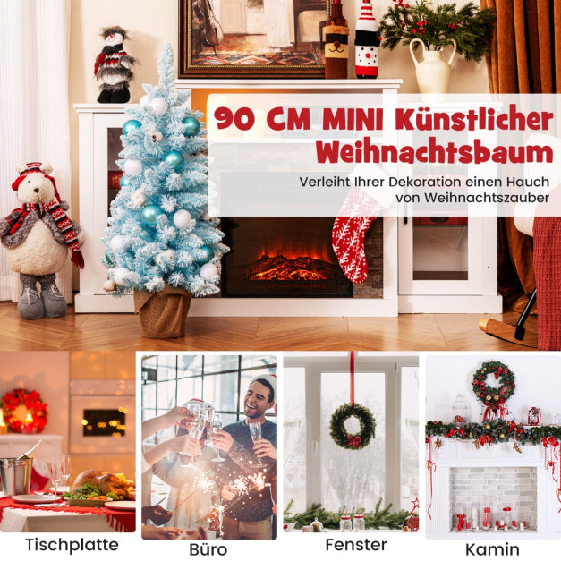 Coast Weihnachtsbaum - PVC - 136 Zweigspitzen - Inkl. 24 Kugeln & 12 Wattebällchen - 44x90 cm - Blau