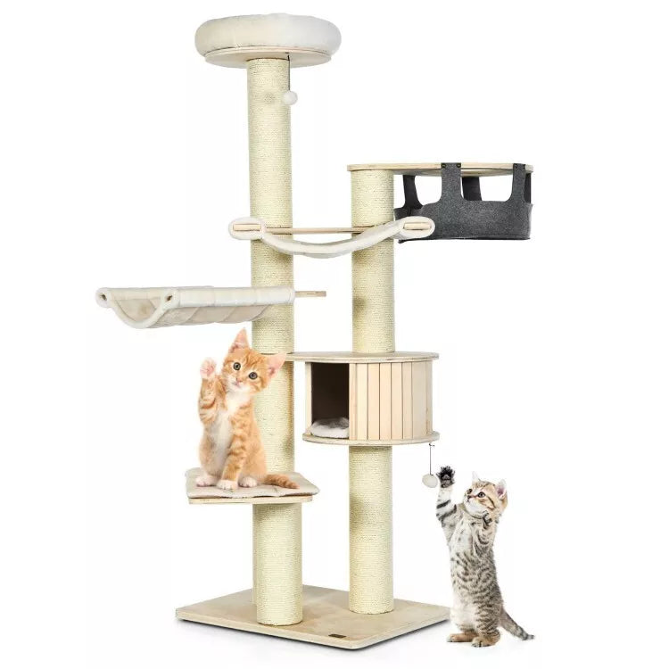 Coast Kratzbaum - Kratzbaum - Max 15 Kg - 75 x 56 x 197 cm - Beige