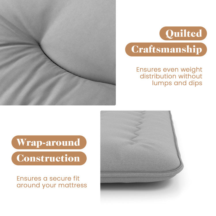 Bequeme Futonmatratze Twin Size 80" x 39" - Grau mit waschbarem Bezug und Tragetasche