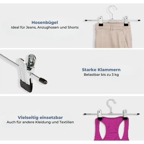 LifeGoods - Hosenbügel - 20 Stück - Rutschfest - Metall