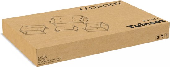 O'DADDY® Lounge Set für 4 Personen - Inklusive Kissen - Gartenmöbelset - Glastisch - Metall - dunkelgrau