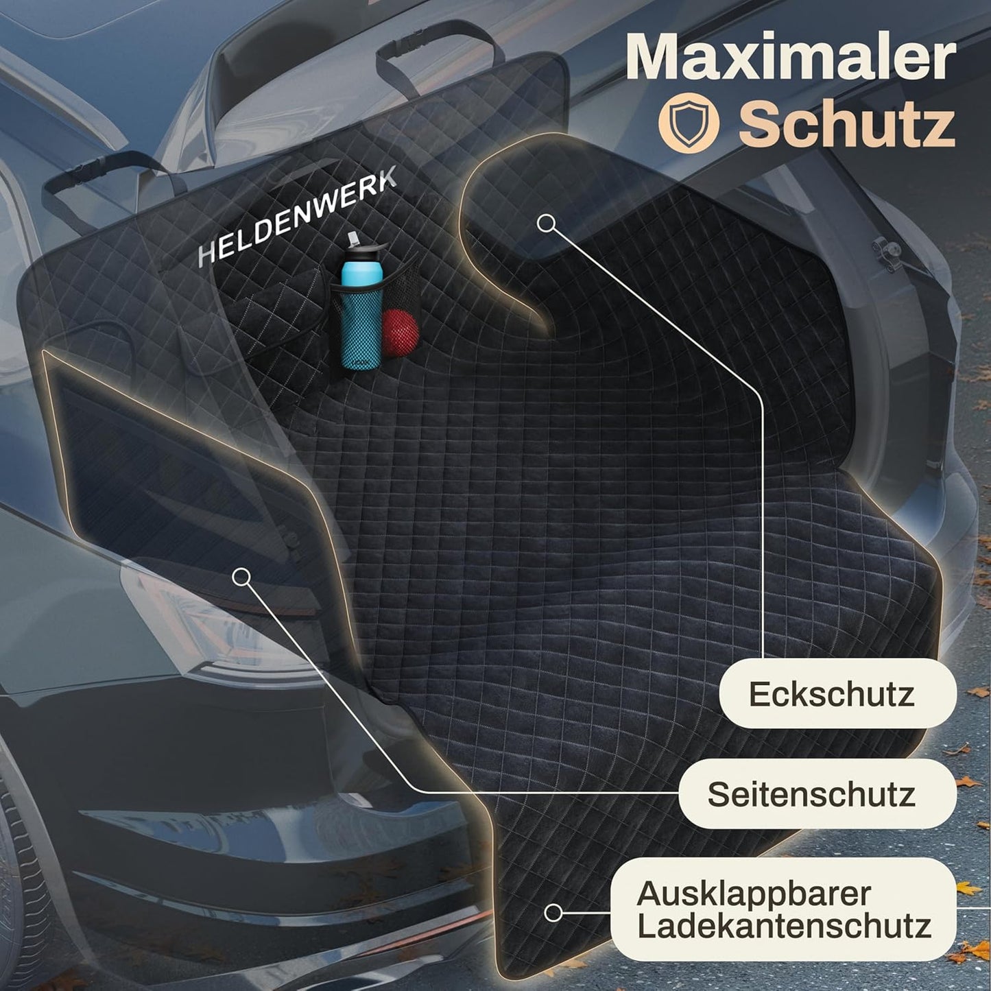 HELDENWERK Stiefelschutz für Hunde - wasserdicht & kratzfest - mit Seiten- und Stoßschutz - universell passend - hochwertig gepolstert - schwarz