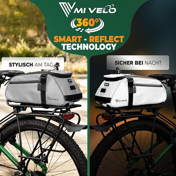 MIVELO Fahrradtasche - Wasserdicht und vollständig reflektierend - 9 Liter - Reflektierend