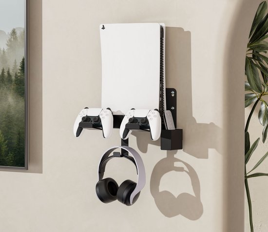 Wandhalterung universal geeignet für Playstation-Konsole - Konsolenhalterung Spielkonsole universal - Standard-Wandhalterung zur Aufbewahrung von Spielkonsolen-Controllern Headset