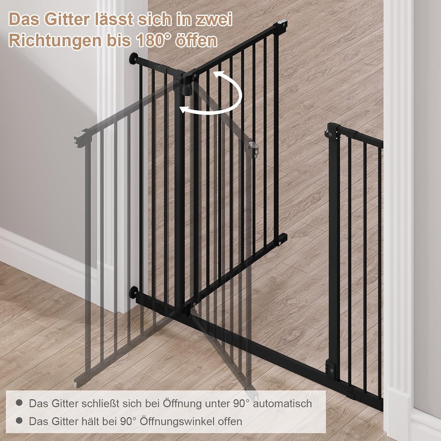 WOLTU Treppengitter - 75-97 cm - 2 Längen - Schwarz