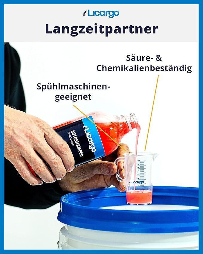 LICARGO Messbecher 100 ml – feine Skalierung – für präzises Dosieren – geeignet für Waschmittel, Autopflege, Backen und Kochen