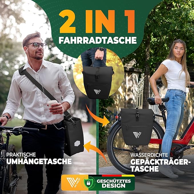 MIVELO Packtasche - Wasserdicht & Inkl. Laptopfach & Schultergurt - 20 Liter - Schwarz