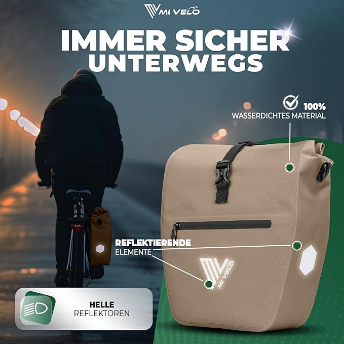 MIVELO Packtasche - Wasserdicht & Inkl. Schultergurt - 20 Liter - Sandbeige