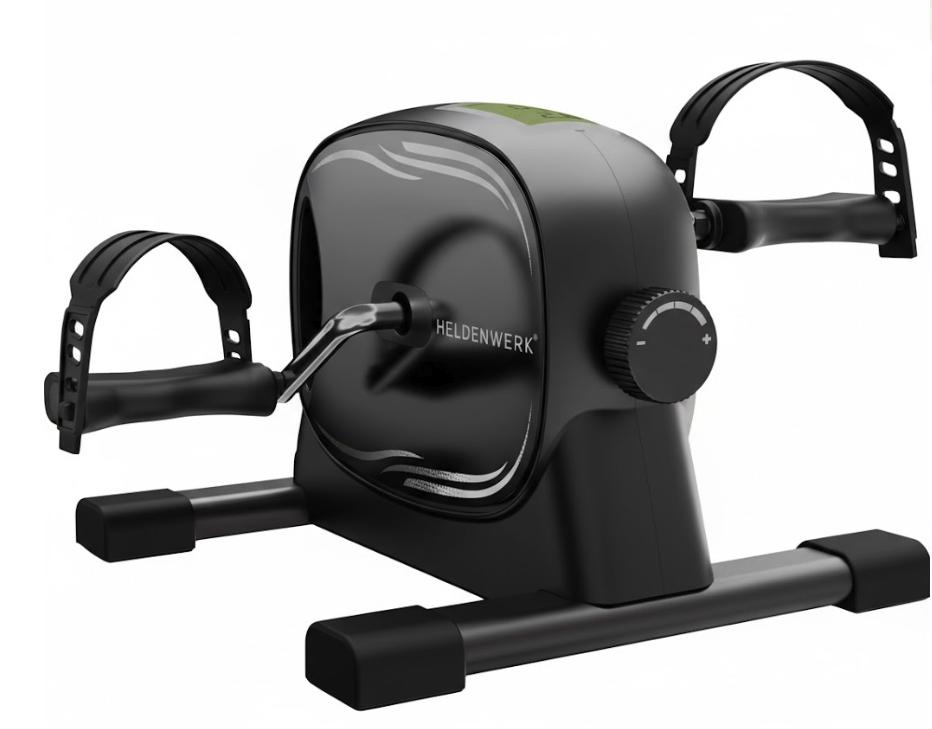HELDENWERK Pedal-Trainer-Set - 40x35x30 cm - Schwarzer Stahl & Kunststoff - Inklusive Befestigungsgurt & Anti-Rutsch-Matte - Arm- und Beintrainer - Für Senioren
