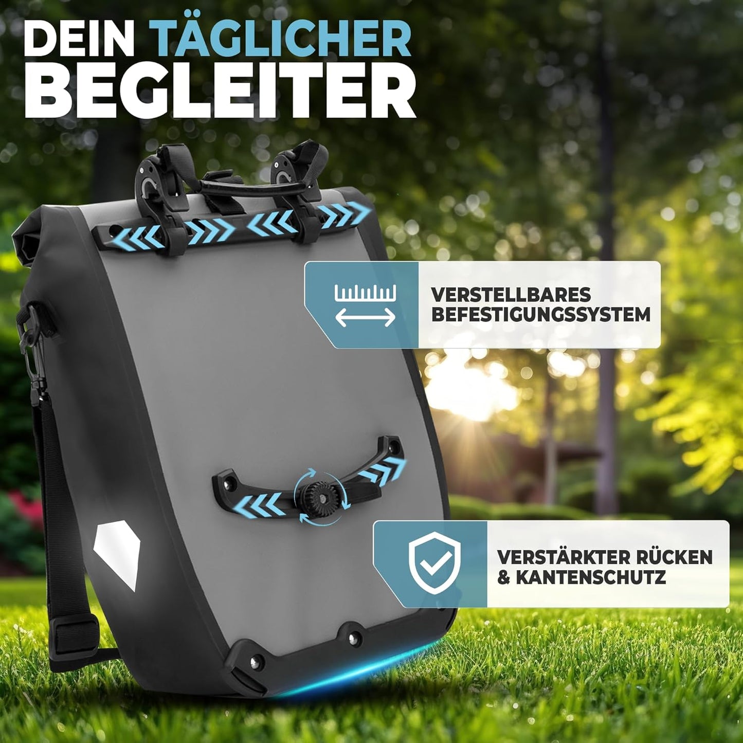 RADGEIST Fahrradtasche für Fahrradträger - Fahrradtasche für Fahrradträger - Fahrradtasche wasserdicht & Umhängetasche - Fahrradtasche mit Reflektoren