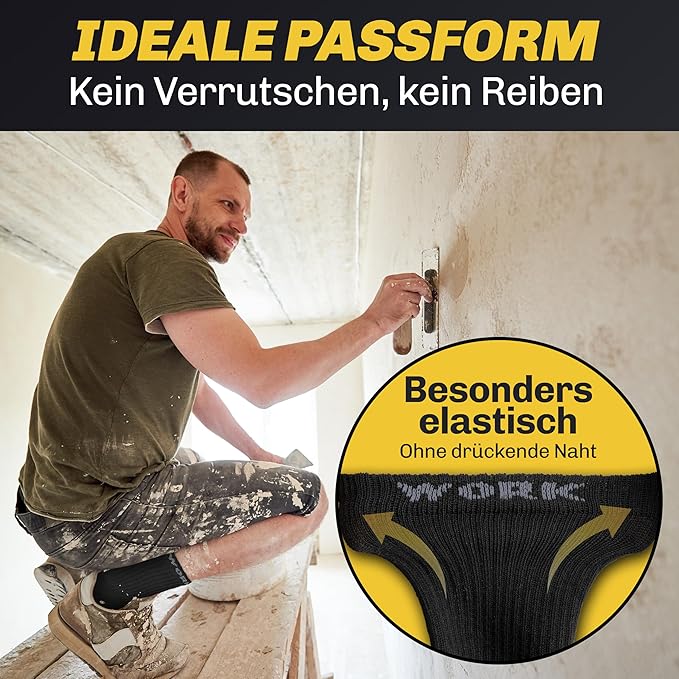 Hero Work 10 Paar Premium Arbeitssocken für Männer - Verstärkte Baumwolle, bequemer Bund, strapazierfähig - Größe 47-50