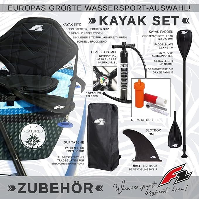 F2 Sector Red SUP Board Limited Edition 2024 – Aufblasbares Allround-Paddle-Board mit Kajaksitz – 372 cm