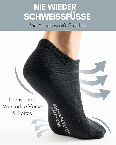 HELDENWERK Premium Sneaker Socken - Trainersocken aus gekämmter Baumwolle für Damen & Herren - ohne Drucknaht & mit Komfortbund - Unisex Sportsocken - 10 Paar - Größe 43-46