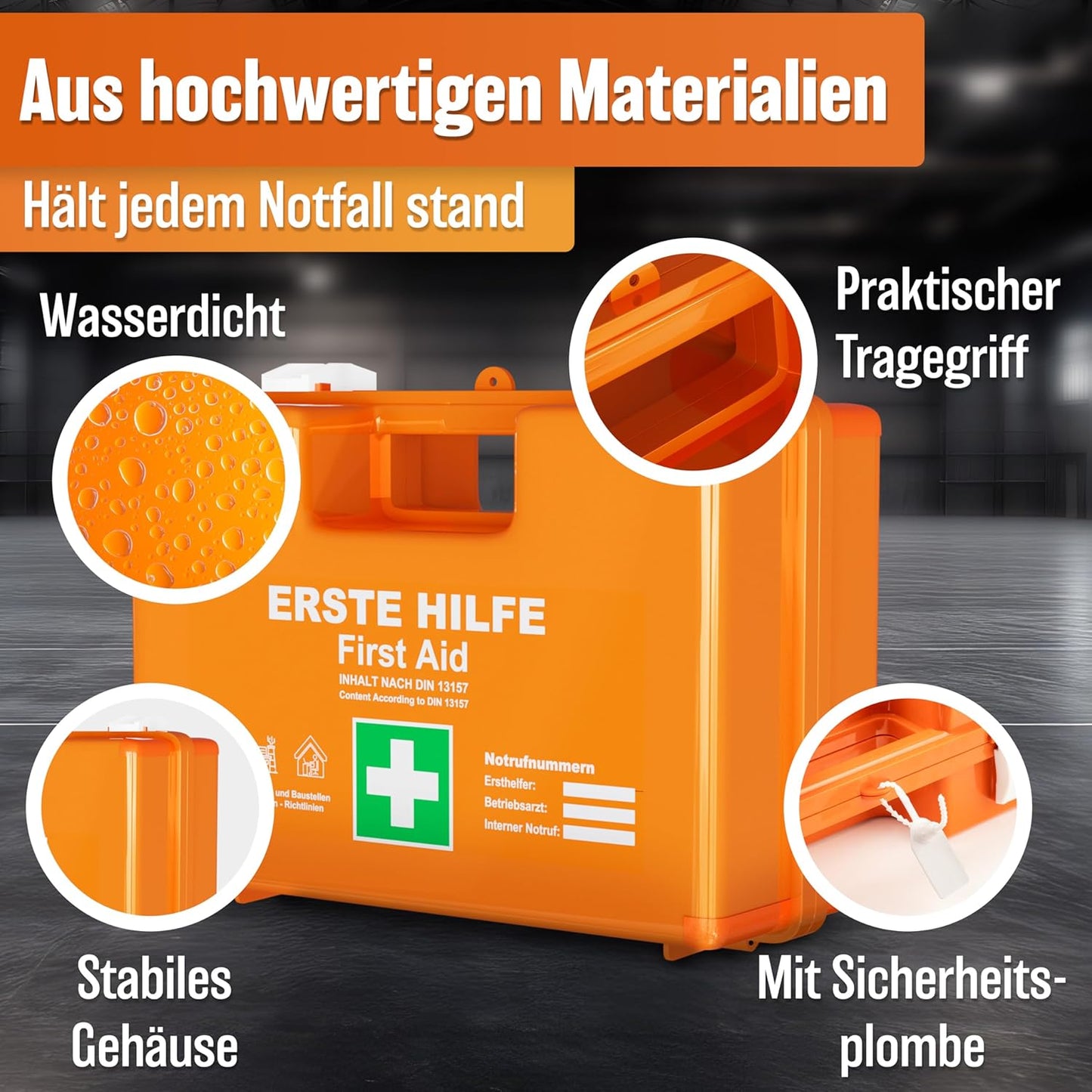 Heroischer Erste-Hilfe-Kasten - 28x22x11,5cm - Orange