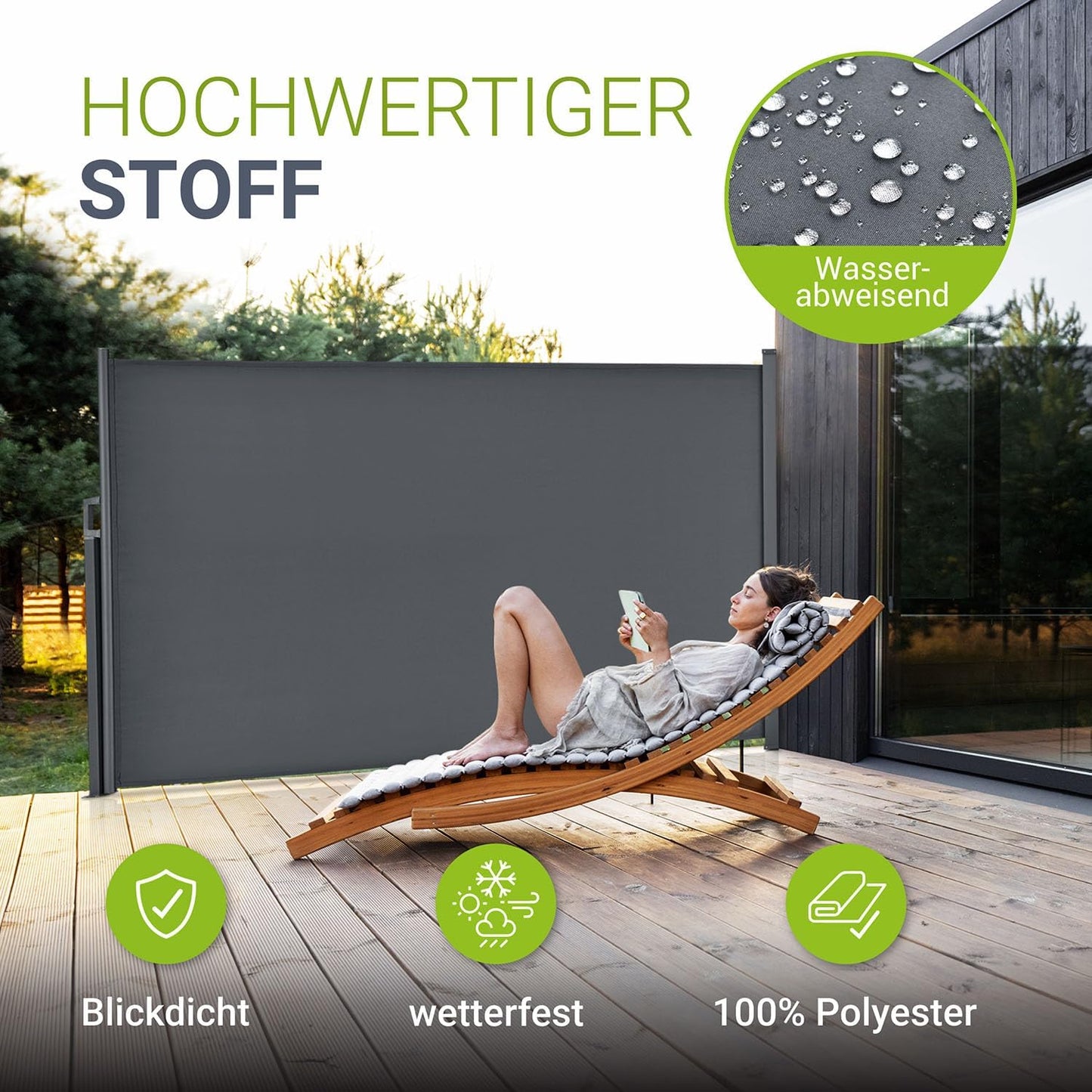 Juskys Windschutzscheibe – verstellbar – 500 x 180 cm – Anthrazit