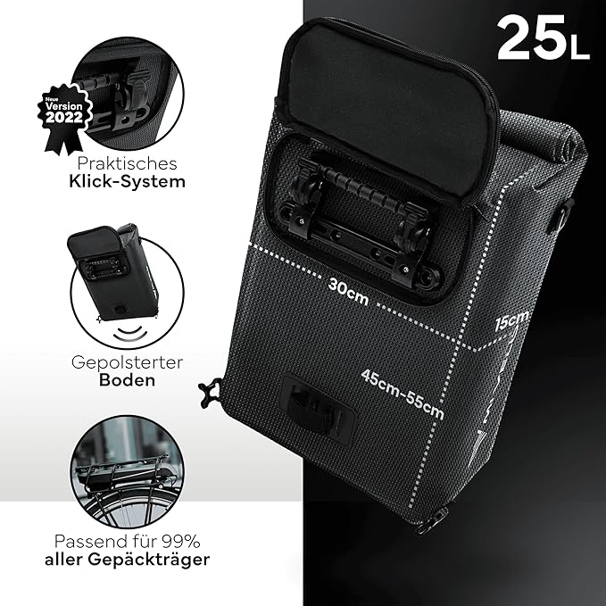 MIVELO 3-in-1 Packtasche - Rucksack & Umhängetasche - Wasserdicht - Mit Laptopfach - 20L - Schwarz Reflektierend