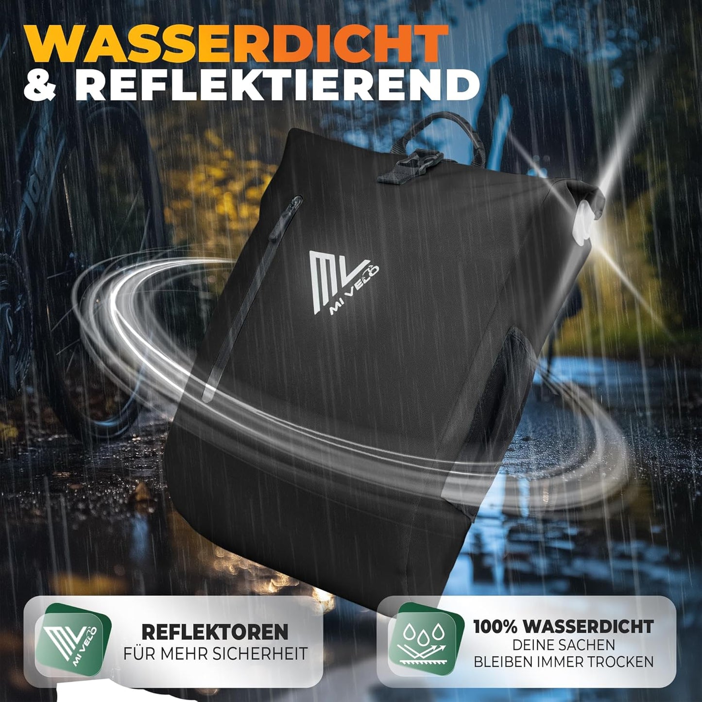 MIVELO 3-in-1 Packtasche - Wasserdicht - Rucksack & Umhängetasche - Inkl. Laptopfach - 20L - Schwarz