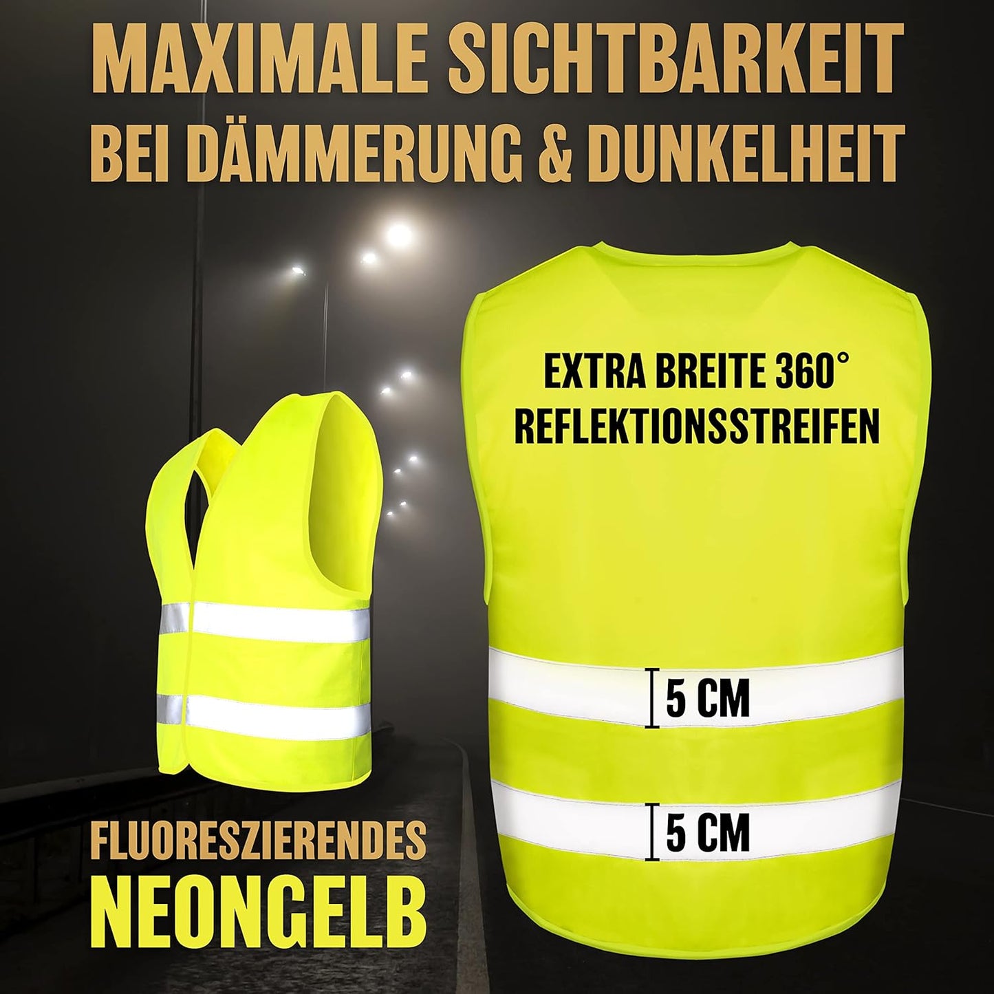 Heroic Sicherheitswesten Auto - 5+1 Set - Inklusive Kinderweste - Europäisch zugelassen - Reflektierend - Gelb