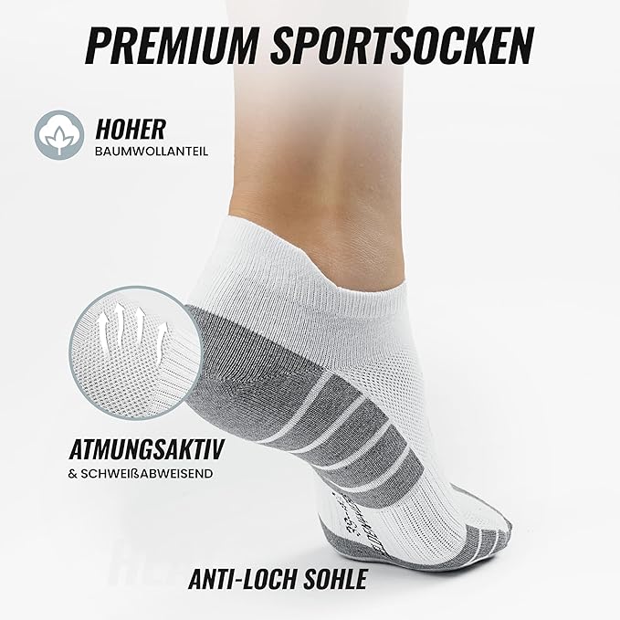 Heroism Sneaker Socken für Damen und Herren 10 Paar - Kurze Sportsocken mit atmungsaktiver Baumwolle - Größe 39-42