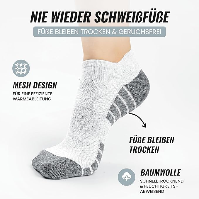 Heroism Sneaker Socken für Damen und Herren 10 Paar - Kurze Sportsocken mit atmungsaktiver Baumwolle - Größe 39-42