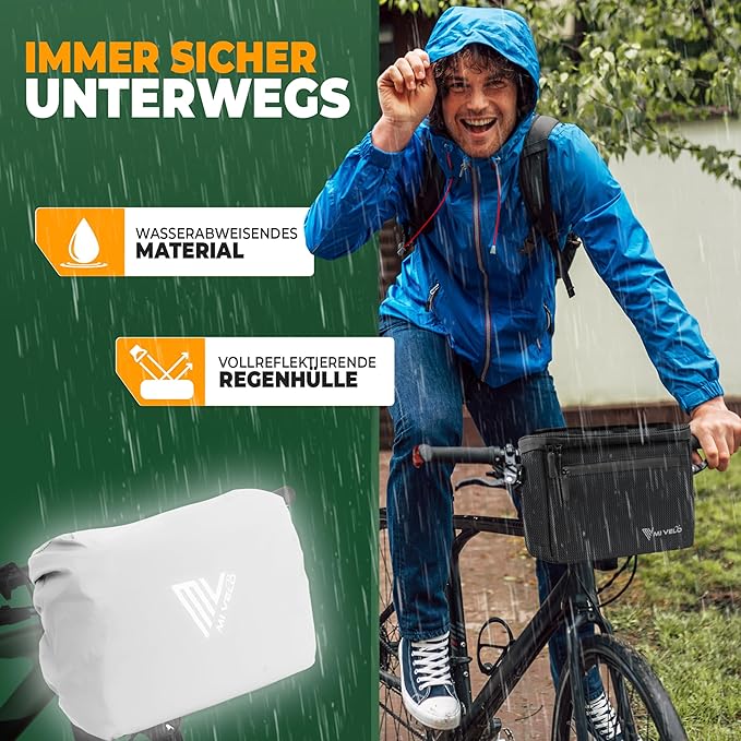 MIVELO Lenkertasche - Wasserabweisend & mit Handyfach - Reflektierend - 7 Liter - Schwarz