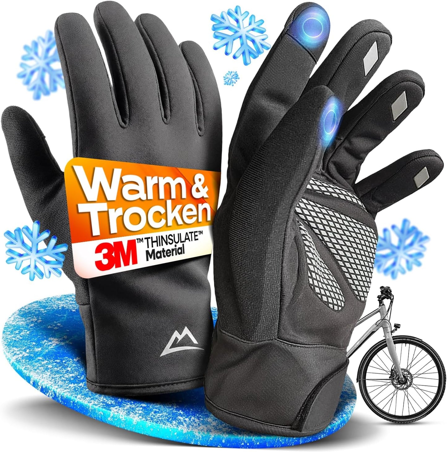Nextcover® Winter-Radhandschuhe Herren & Damen mit ThermoShield 2.0 I Unisex Winter-Radhandschuhe in den Größen S-XXL I Warme & wasserdichte Thermo-Radhandschuhe Winter wasserdicht