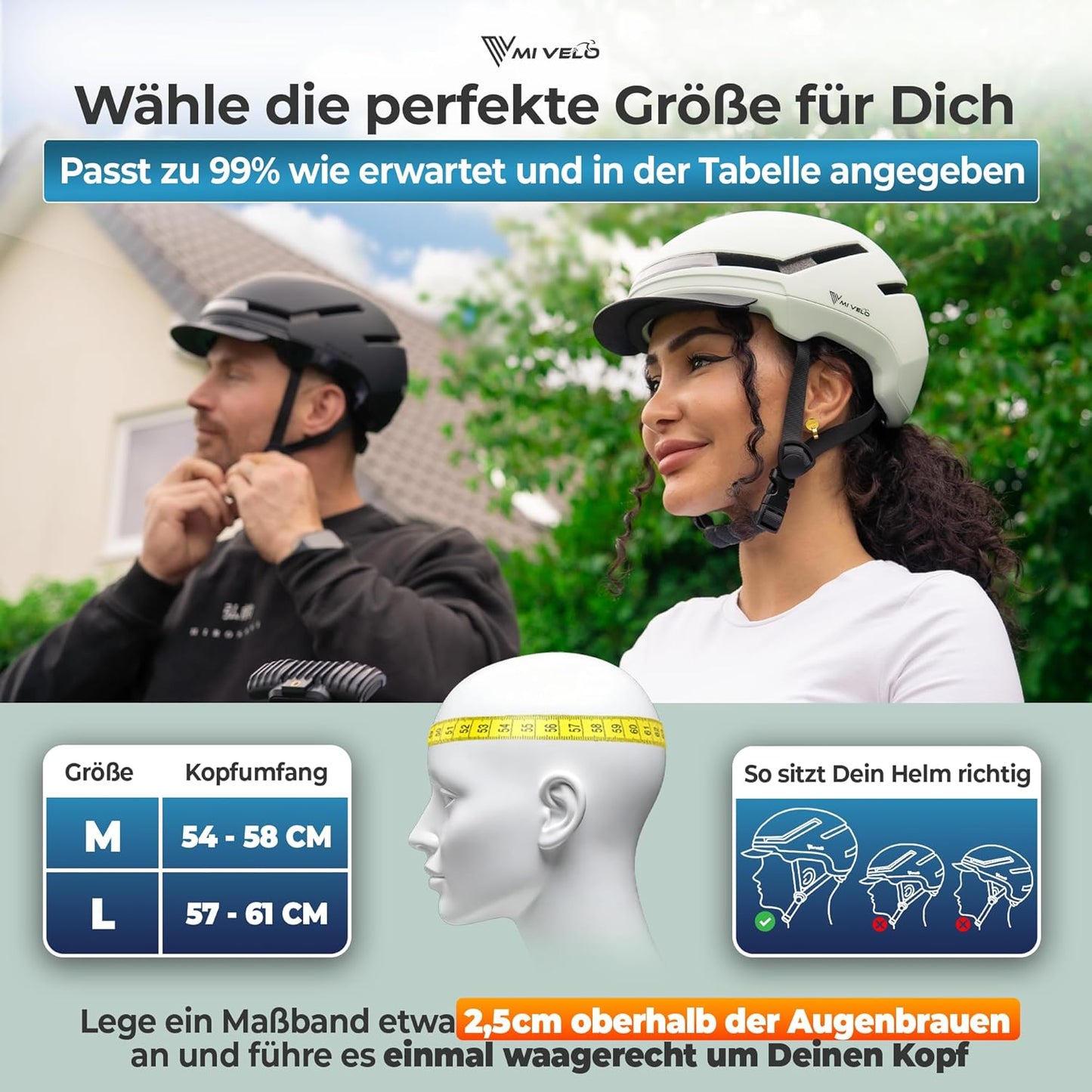 Mivelo NOVA Unisex-Fahrradhelm mit Licht – NTA-zertifiziert bis 45 km/h – Größe L (57–61 cm) – Mint