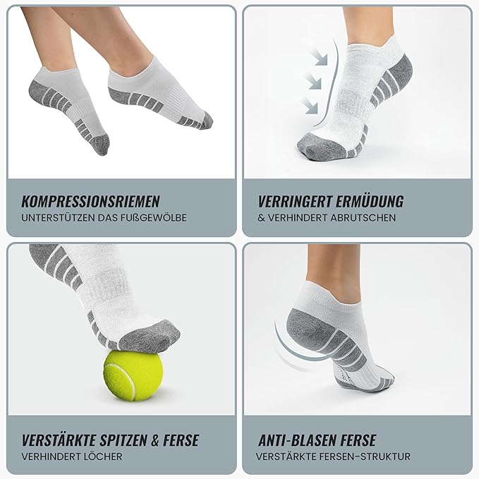 Heroism Sneaker Socken für Damen und Herren 10 Paar - Kurze Sportsocken mit atmungsaktiver Baumwolle - Größe 39-42