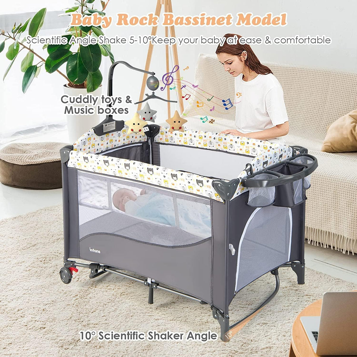 Kinderbett Coast - faltbar - 110 x 76 x 76 cm - Schwarz