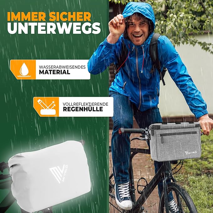 MIVELO - Lenkertasche - Wasserabweisend & Klickfix-kompatibel - 7 Liter - Grau