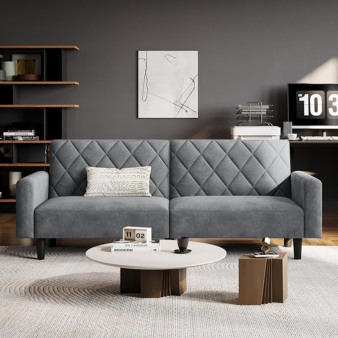 Yaheetech 2-Sitzer Sofa Dunkelgrau - Samt - 159 cm breit - Liegefläche 140,5 x 94 cm