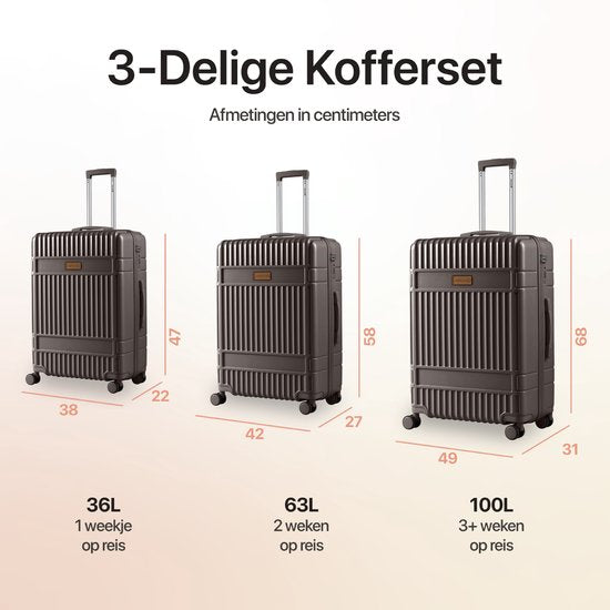 SKYCASES – Mittelgroßer Reisekoffer – Classic Heritage – Leichtgewicht – TSA-Schloss – 66 x 45 x 26 cm – 63 l – M Rollkoffer – Geräuscharme Rollen – Braun