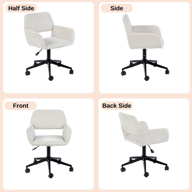 Urban Meuble Kinderschreibtischstuhl aus Stoff – Beige – 57,5 x 58 x 84,5 cm – höhenverstellbar