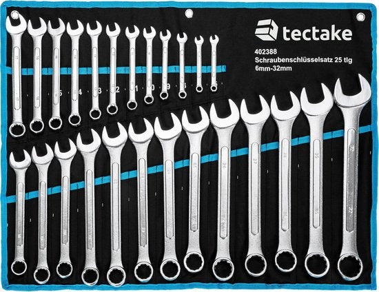 tectake 25-teiliger Ringschlüsselsatz - Ringschlüsselsatz/Schlüssel/Ringschlüssel - Blau - 402388