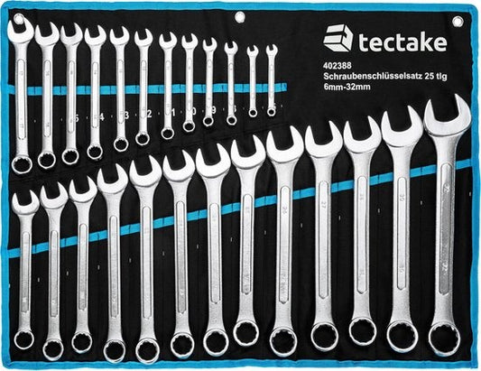 tectake 25-teiliger Ringschlüsselsatz - Ringschlüsselsatz/Schlüssel/Ringschlüssel - Blau - 402388