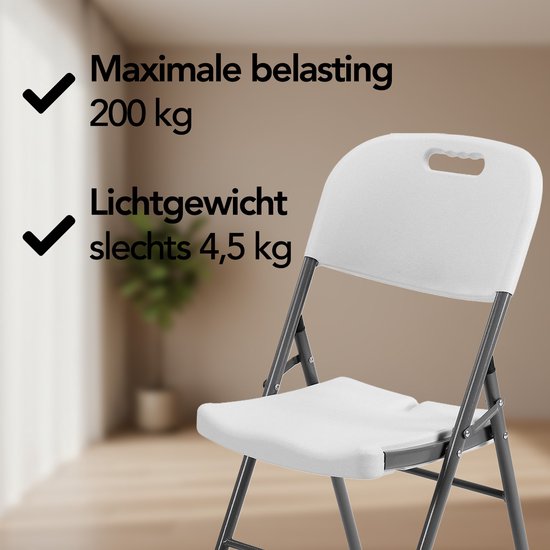 Brixy Klappstühle - 4er-Set - Klappstuhl-Set - Heavy Duty - Wetterfest - Klappstühle - 47 x 54 x 87 CM - Weiß
