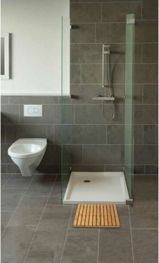 WENKO Duschmatte 50 x 50 cm Bambus – FSC-zertifiziertes Holz – Badematte für drinnen und draußen – Duschmatte