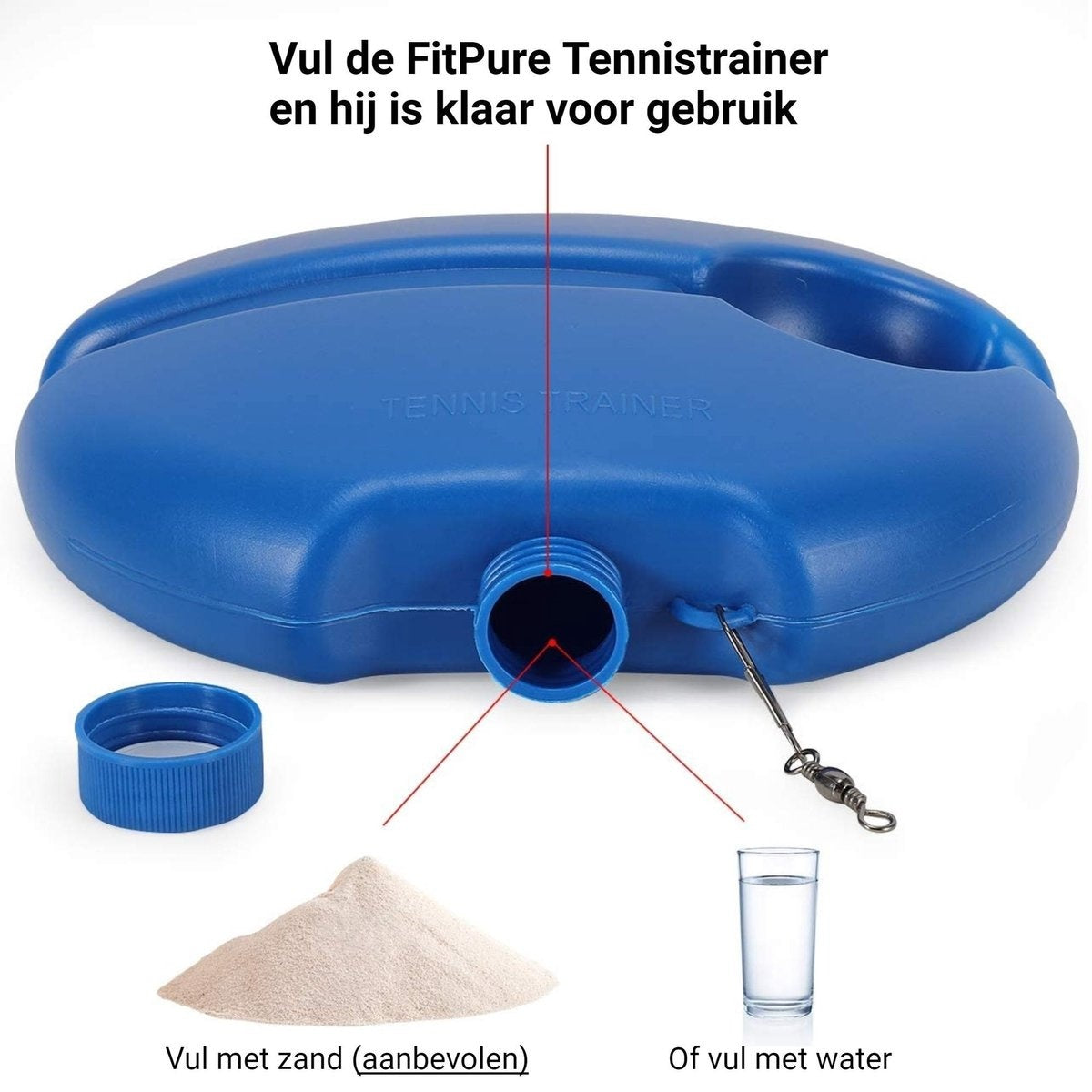 FitPure Tennistrainer + KOSTENLOSER Tennisball mit Gummiband - Tennistrainer für drinnen und draußen - extra stabil - einfach zu benutzen