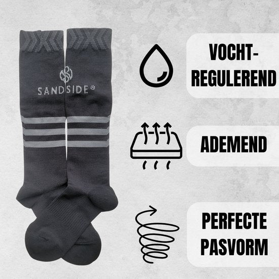 Sandside Kompressionssocken - 2 Paare - Laufsocken - Schwarz - Größe 36-40 S/M