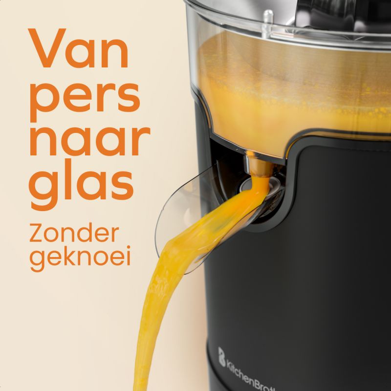 LEBENLANG Elektrische Orangenpresse 600 W – Schwarz, 20 x 20 x 31 cm, Edelstahl, inkl. Hebelarm